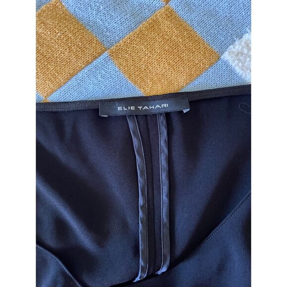 Elie Tahari Women Maxi Dress Size 6 Long Sleeve Wrap V-Neck Formal Evening Gown - Picture 5 of 7